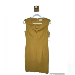 Calvin Klein formal dress ochre with gold hardware 8