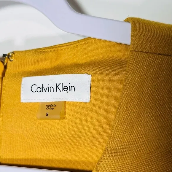 Calvin Klein formal dress ochre with gold hardware 8