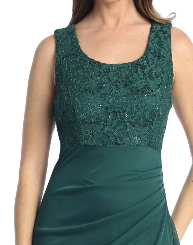 Celavie 6570-L Full Length Chiffon Lace Bodice Evening Dress with Bolero Jacket