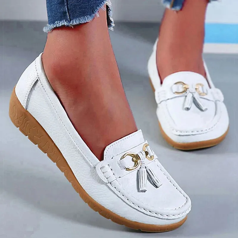 Celeste™ - Genuine Leather Tassel Moccasins