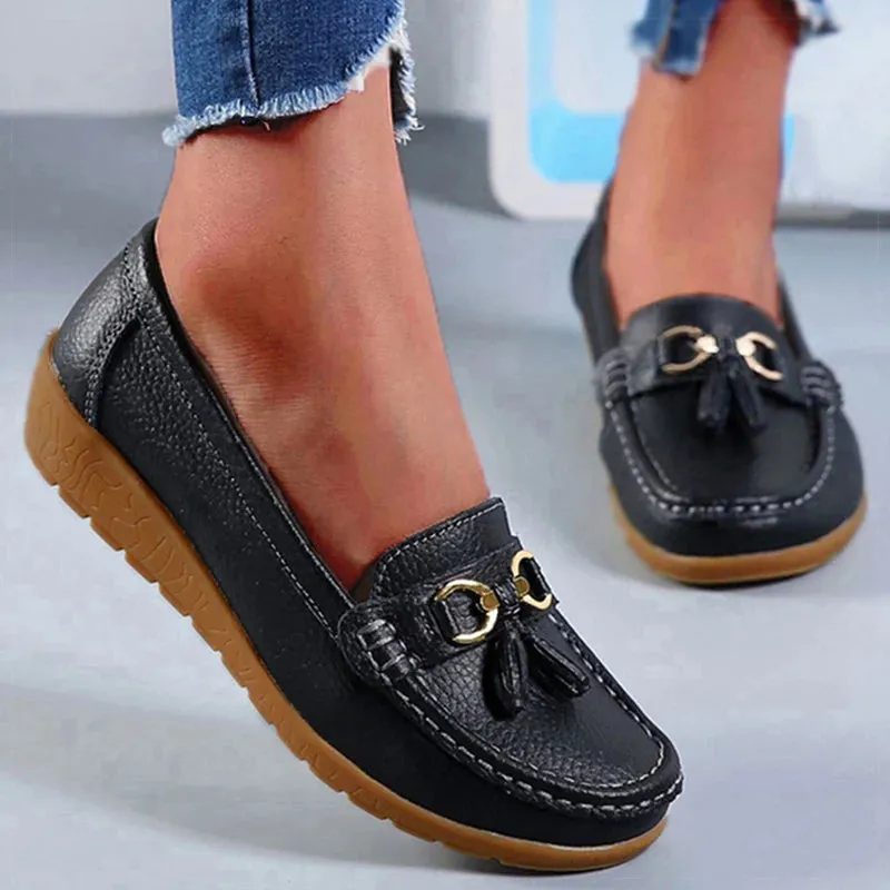 Celeste™ - Genuine Leather Tassel Moccasins