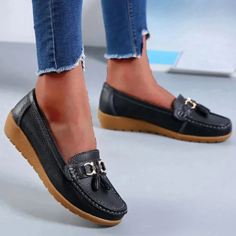Celeste™ - Genuine Leather Tassel Moccasins