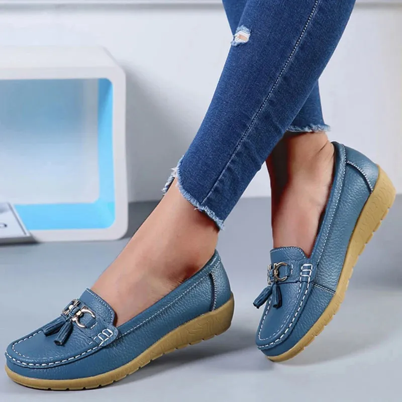 Celeste™ - Genuine Leather Tassel Moccasins