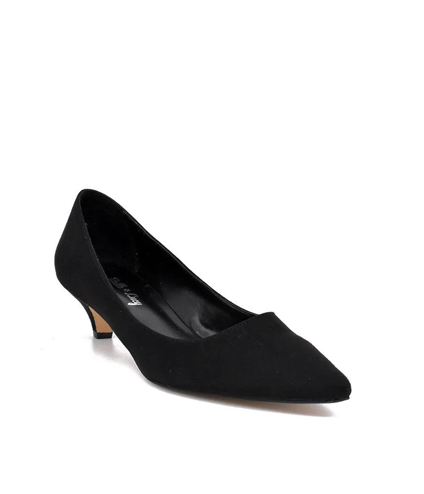 Classic Black Suedette Kitten Heels