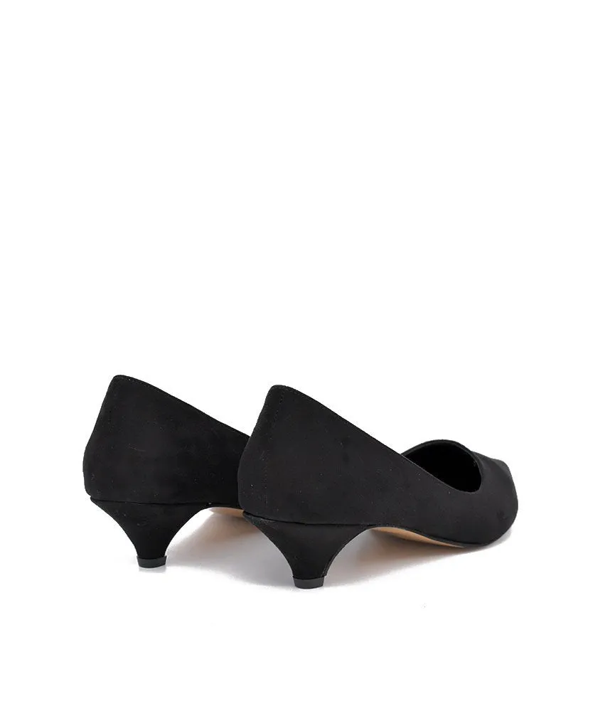 Classic Black Suedette Kitten Heels