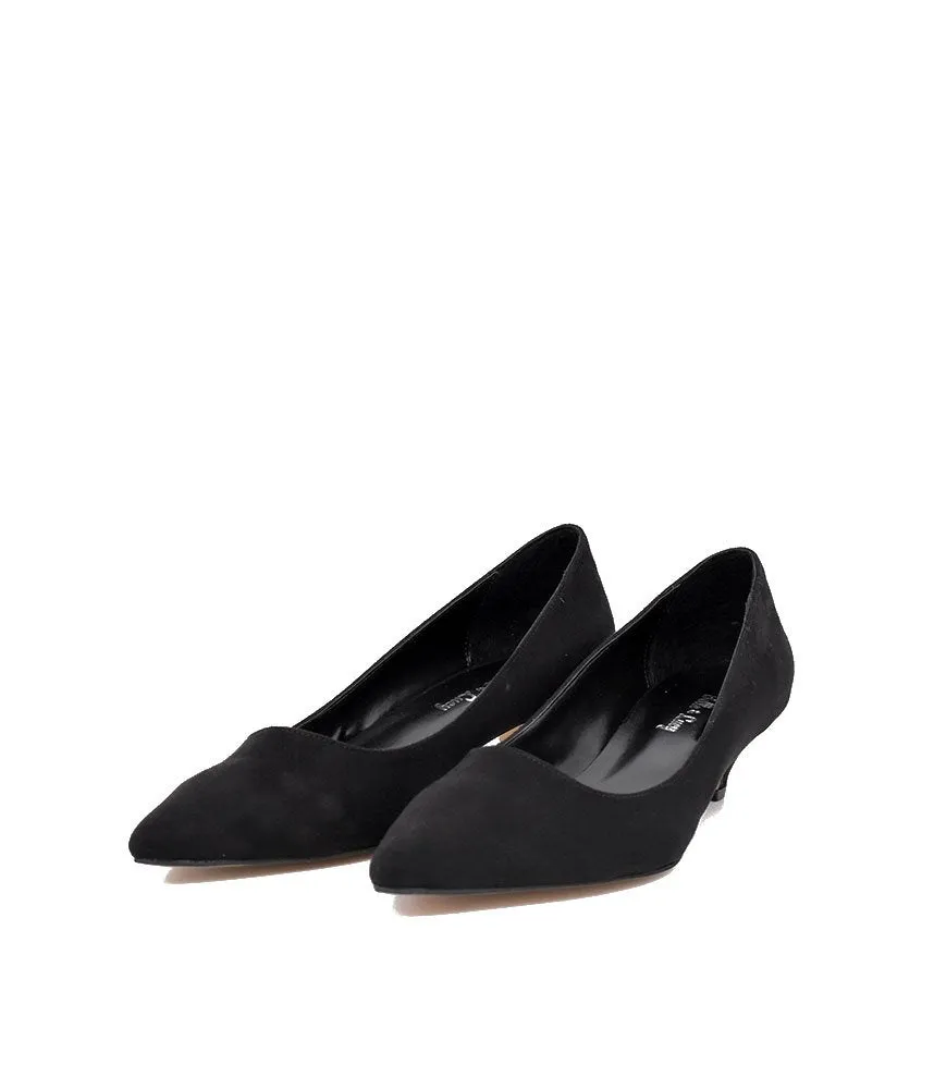 Classic Black Suedette Kitten Heels