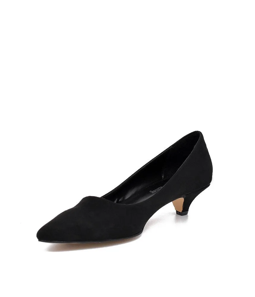 Classic Black Suedette Kitten Heels