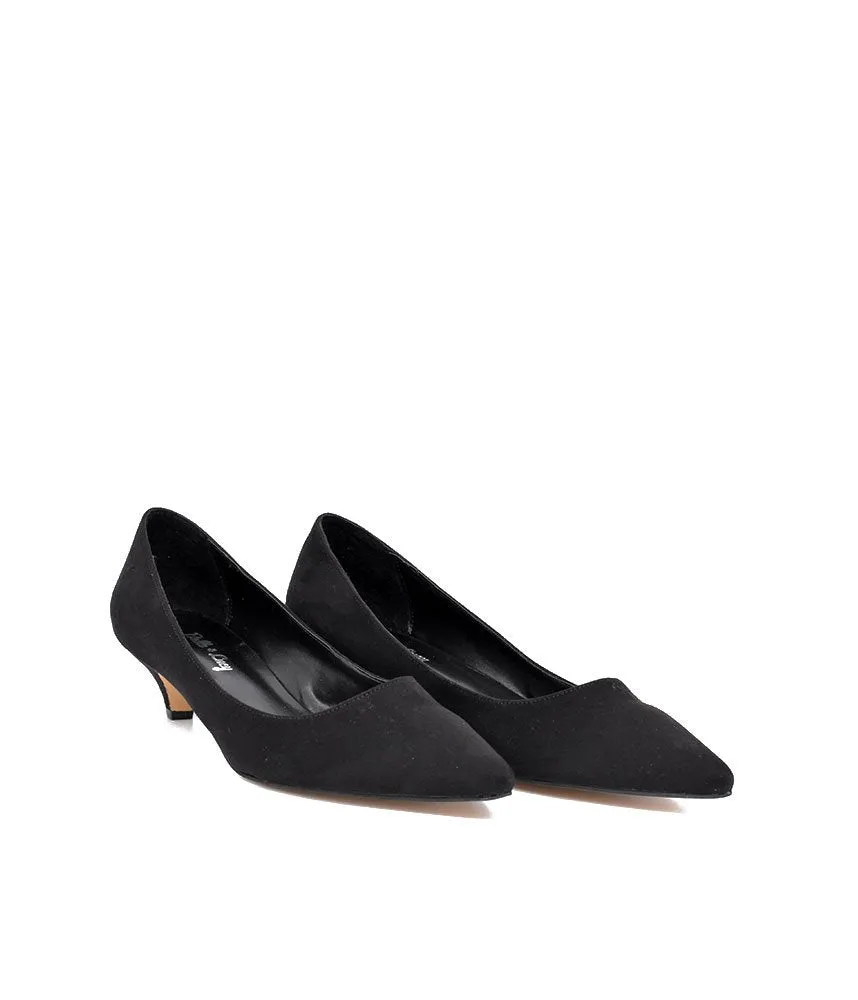 Classic Black Suedette Kitten Heels
