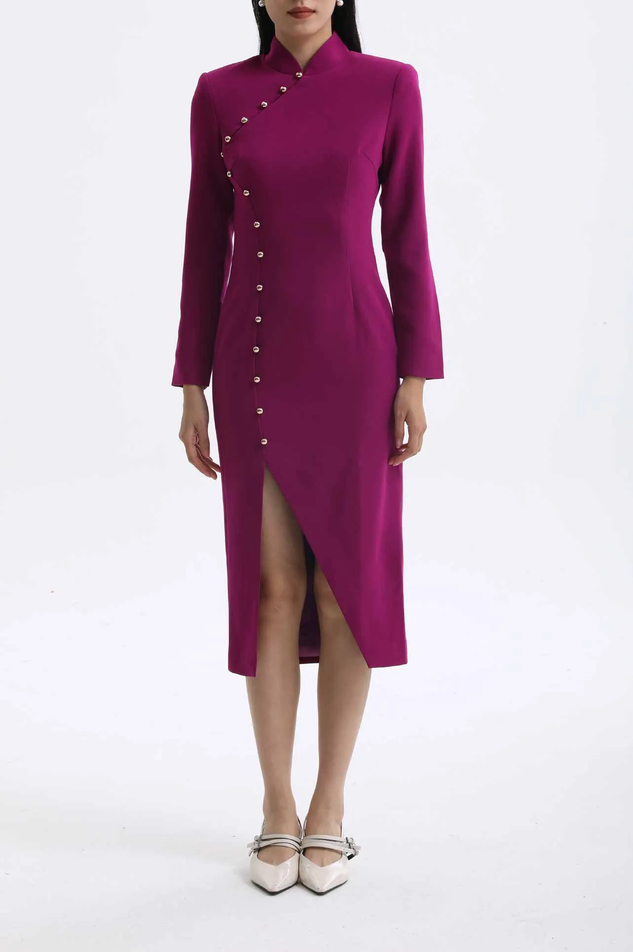 CLASSIC CHEONGSAM DRESS IN PURPLE