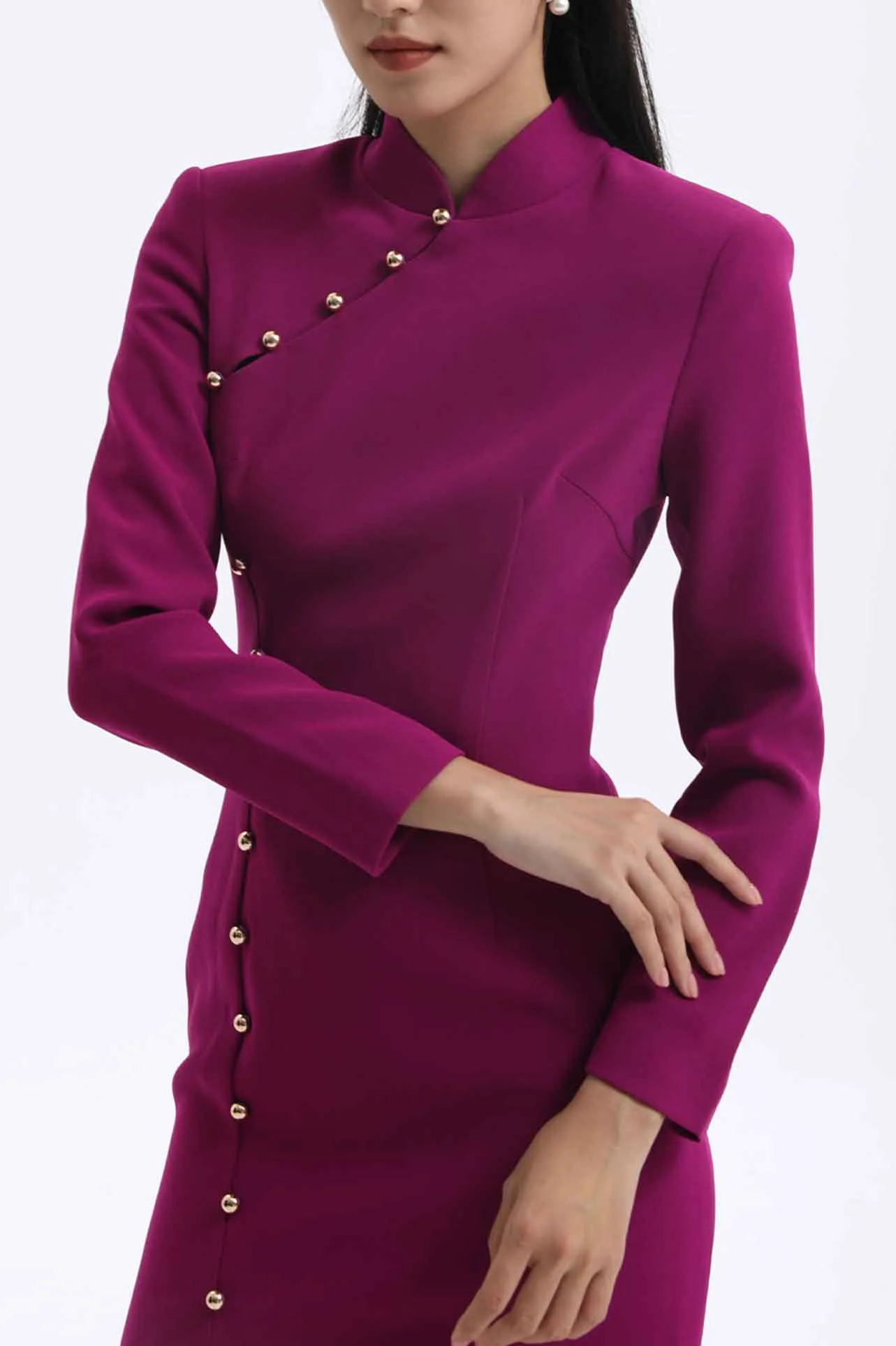 CLASSIC CHEONGSAM DRESS IN PURPLE