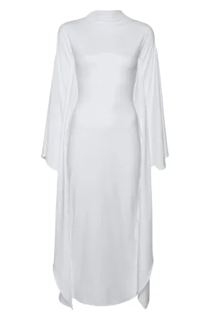Compact Jersey Mock Neck Batwing Gown | Optic White