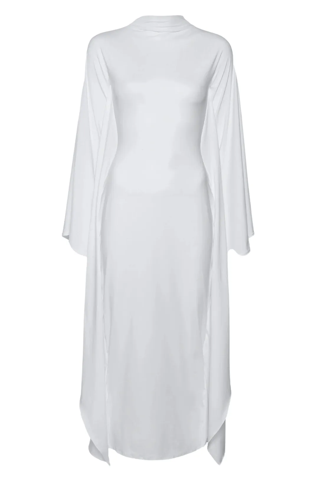 Compact Jersey Mock Neck Batwing Gown | Optic White