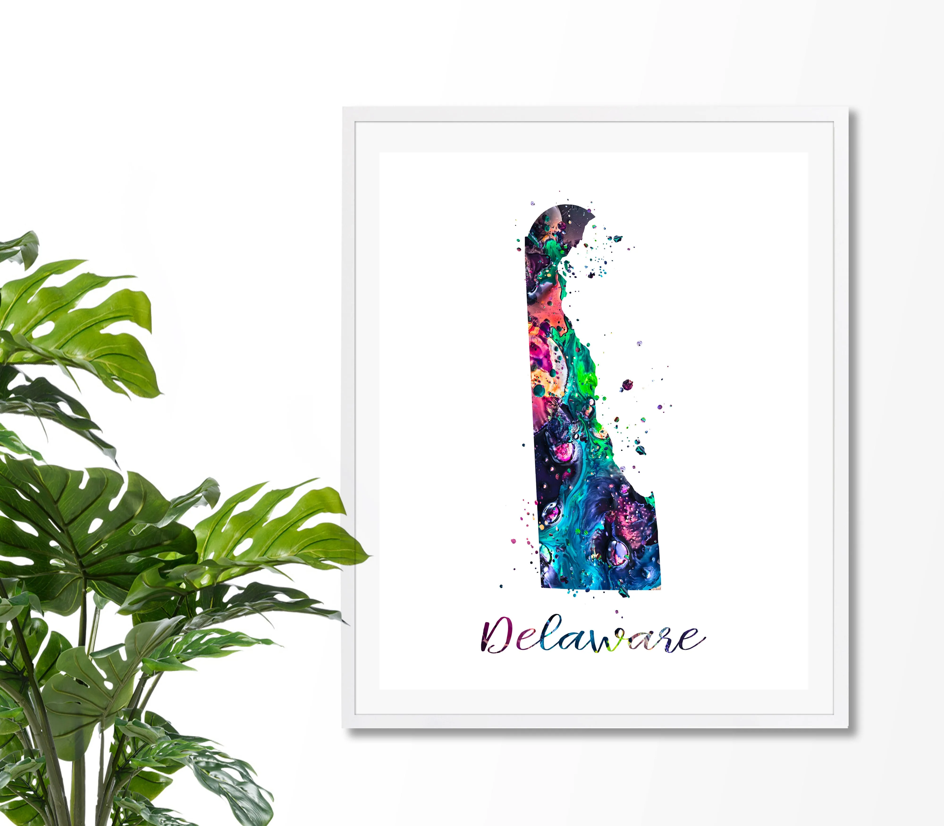 Delaware Map Watercolor Art Print - Unframed