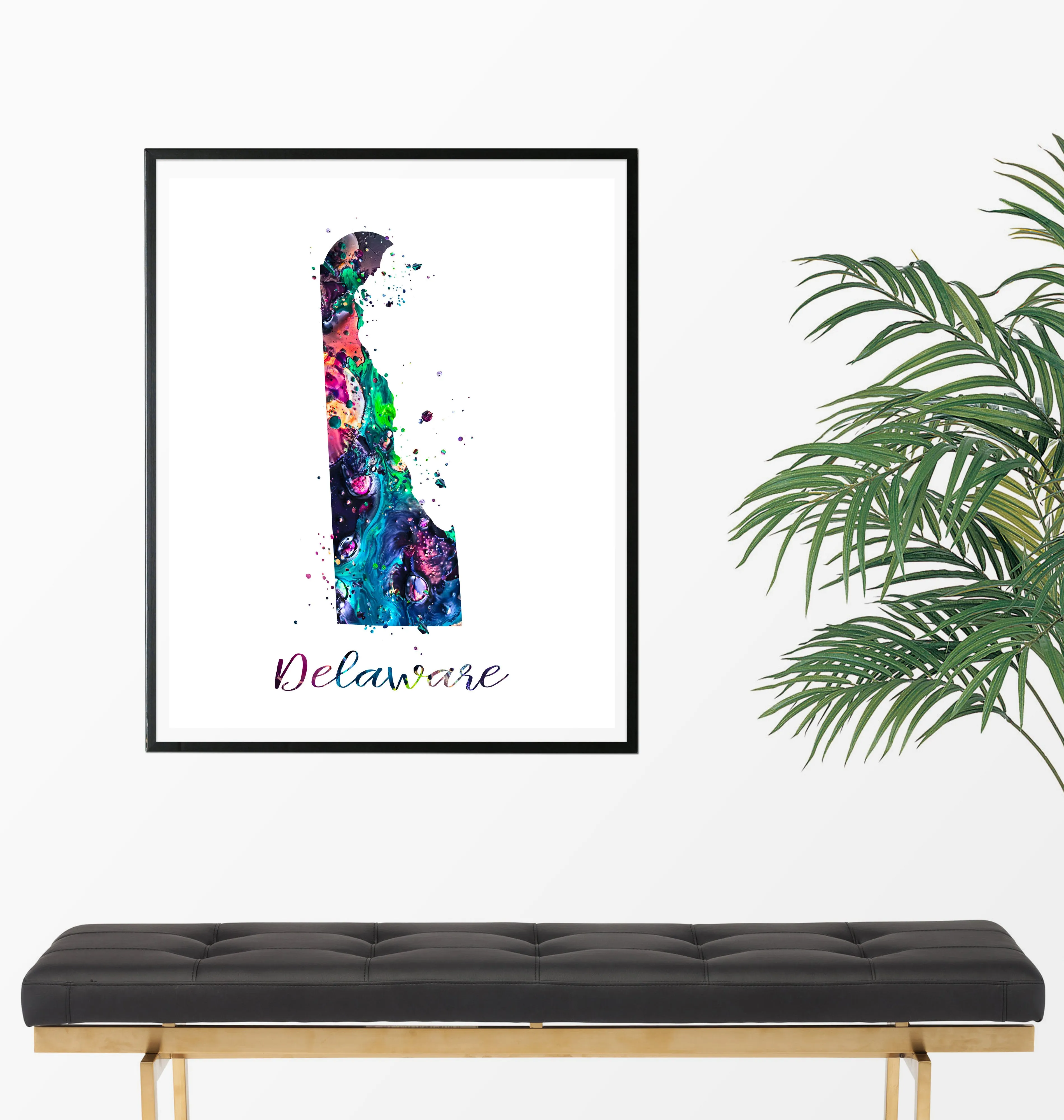 Delaware Map Watercolor Art Print - Unframed