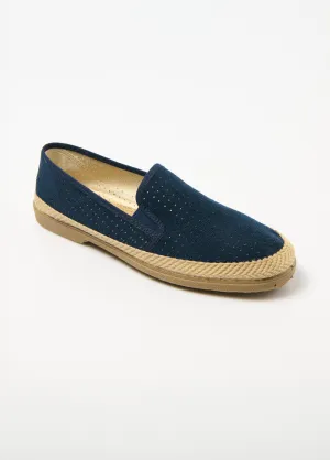 Elasticated perforated canvas loafers