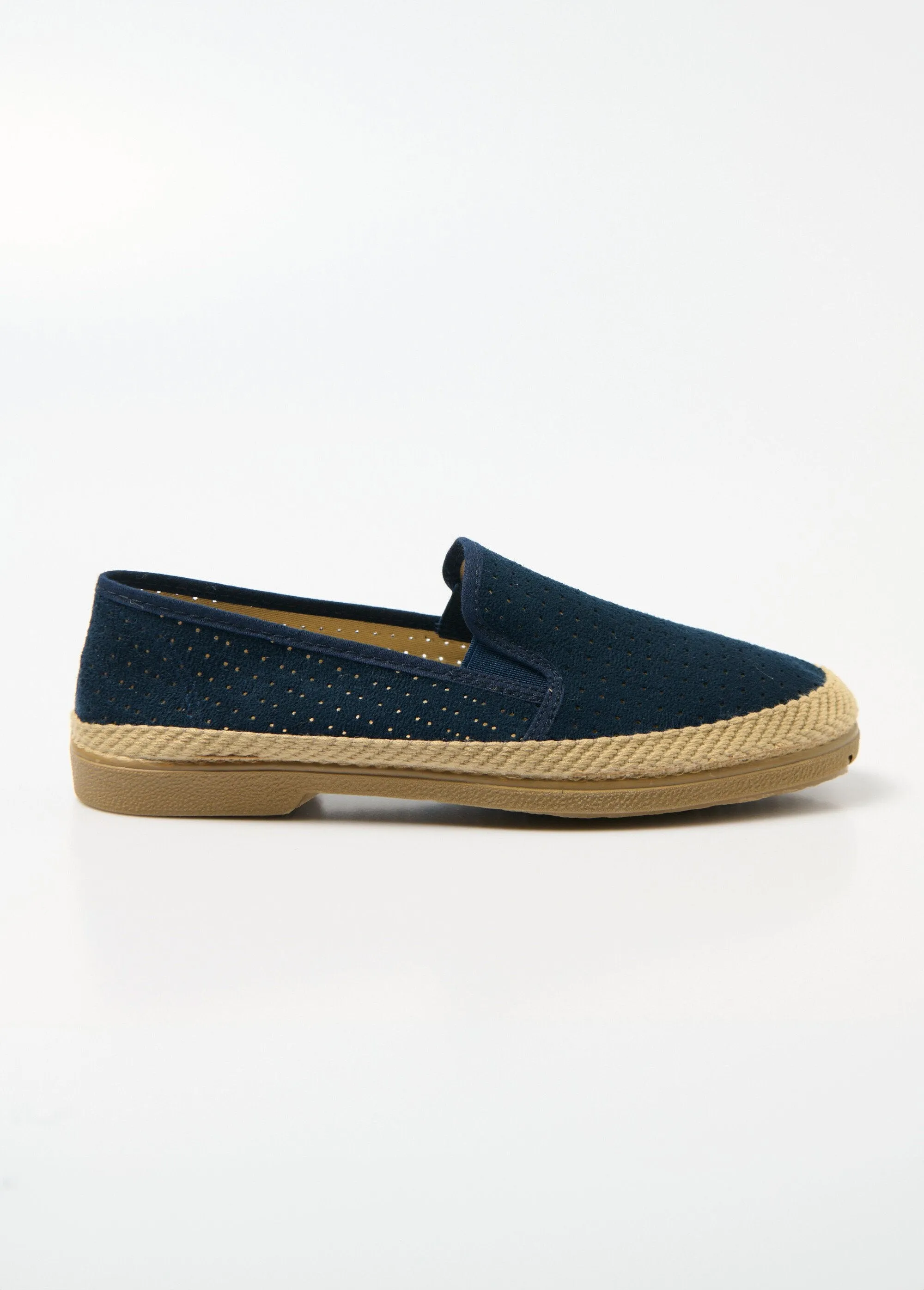 Elasticated perforated canvas loafers