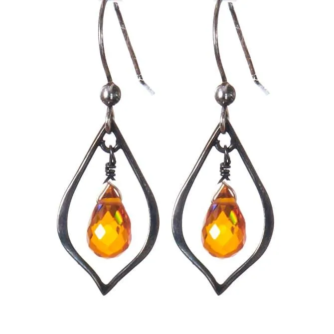 Elegant Everyday Earrings w Teardrop Gem