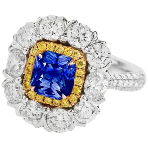 Elegant Sapphire Cocktail Natural Earth Mined Diamond Ring