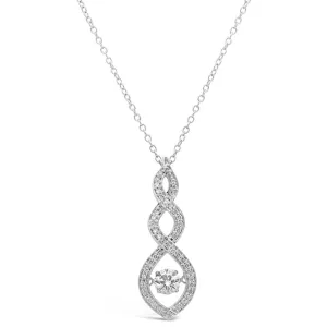 Elegant Twist Dancing Diamond Pendant in White Gold