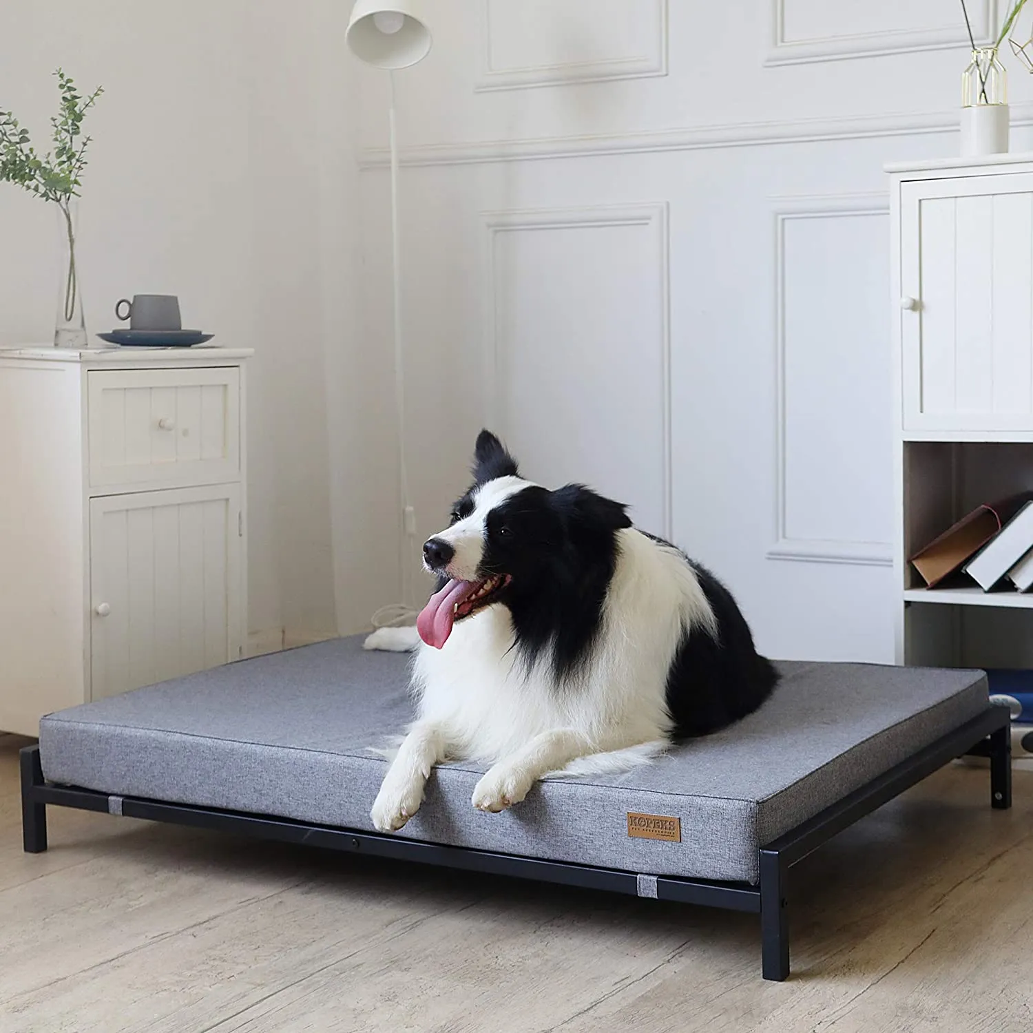Elevated Dog Bed with Orthopedic Foam Mattress - Modern Style - For Large Dogs