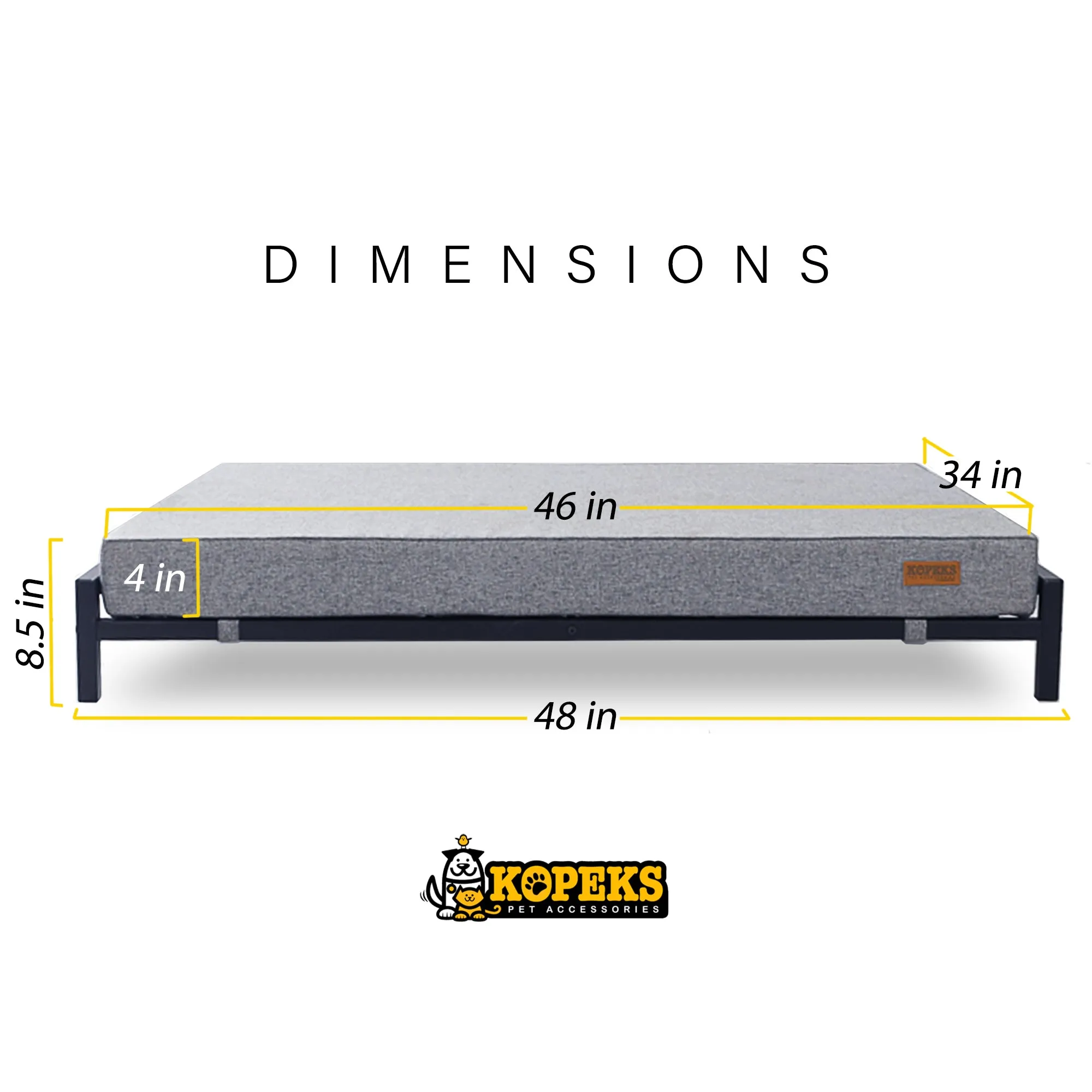Elevated Dog Bed with Orthopedic Foam Mattress - Modern Style - For Large Dogs