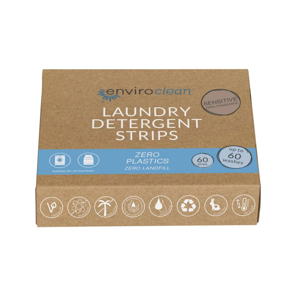EnviroClean Plant-Based Laundry Detergent Strips Sensitive x 60 Pack = 60 Washes! Zero Waste! Zero Powder!