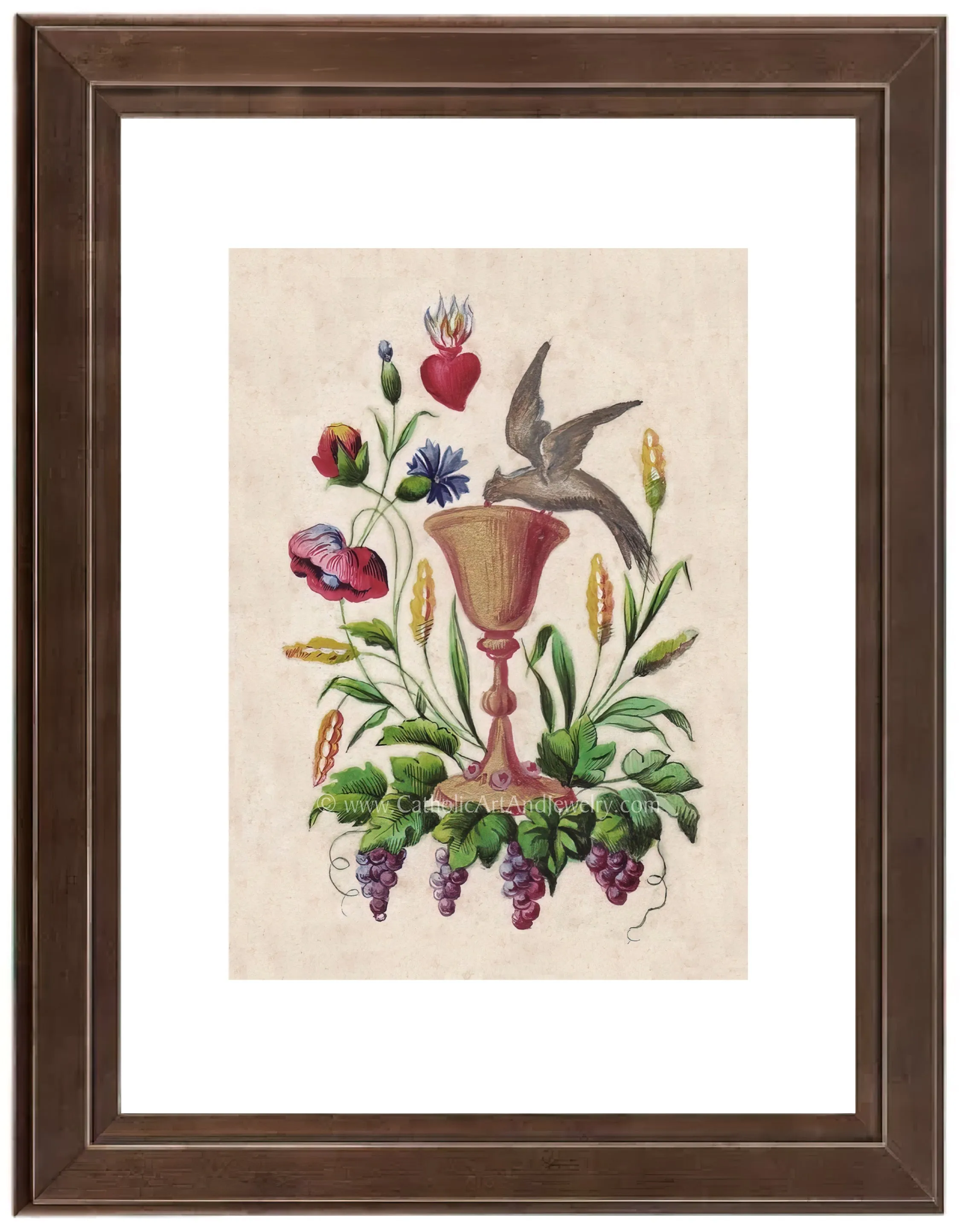 Eucharist with Dove – based on a Vintage French Holy Card – Catholic Art Print – Catholic Gift