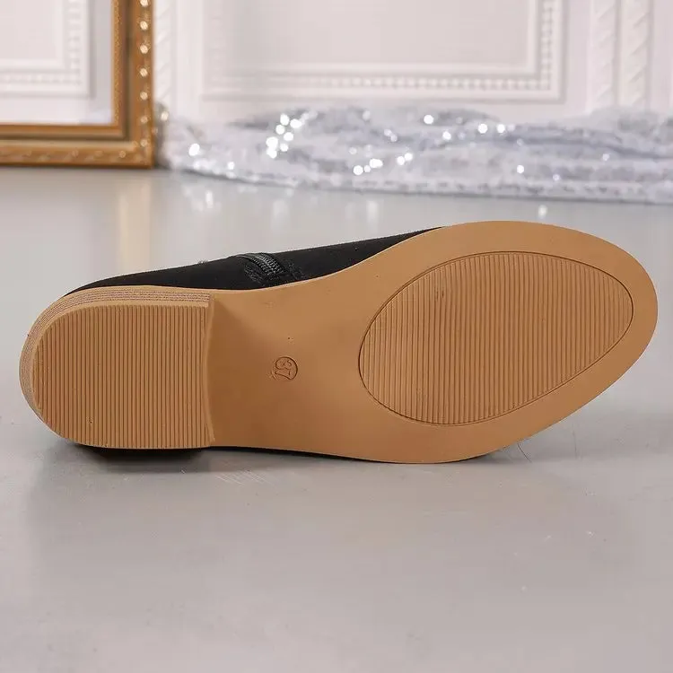 Fashion Retro Ankle Boots Embroidered Pointed Toe Loafers Elegant Casual Low Heels Shoes Moccasin Shoes Party Formal Women