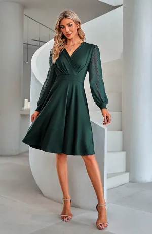 Forest Green Long Sleeve Midi Dress