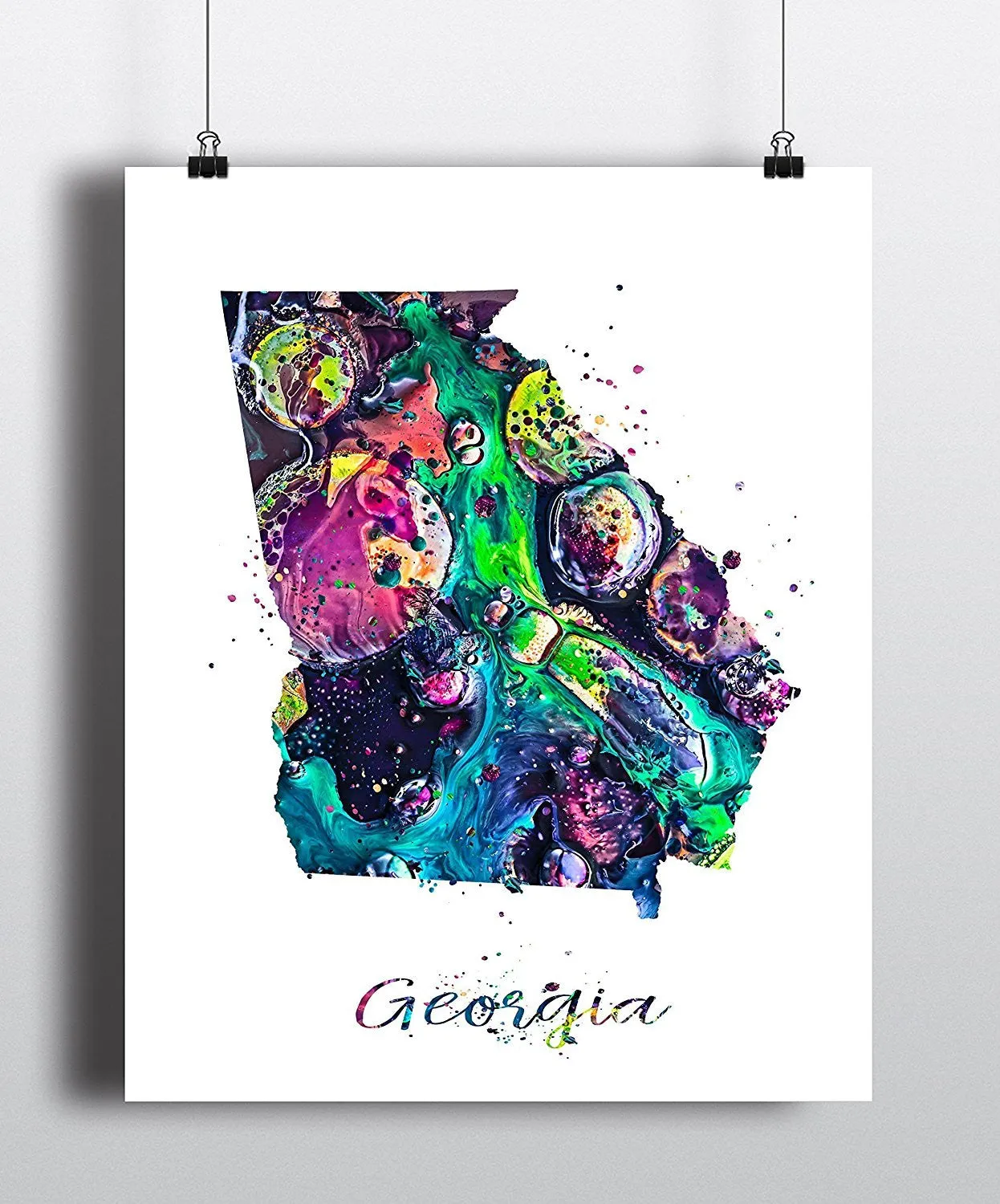 Georgia Map Watercolor Art Print - Unframed