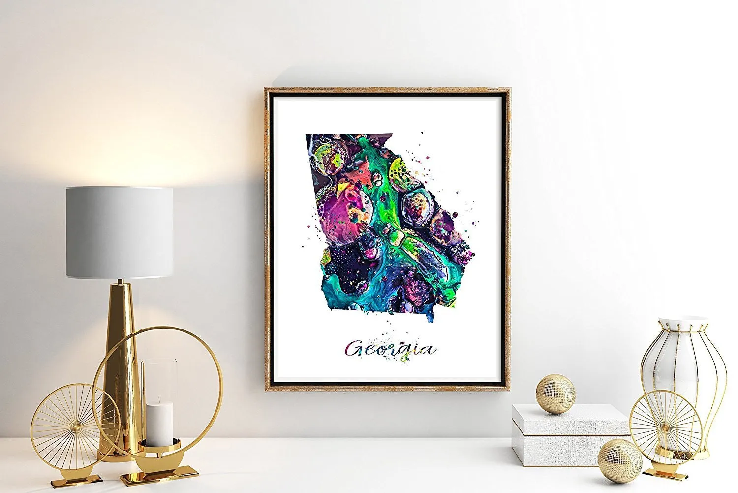 Georgia Map Watercolor Art Print - Unframed