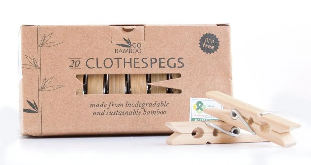 Go Bamboo Clothes Pegs - 20 pack