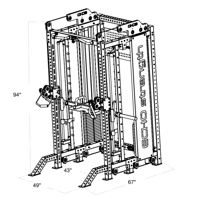 Half Rack and Smith Functional Trainer Combo Machine