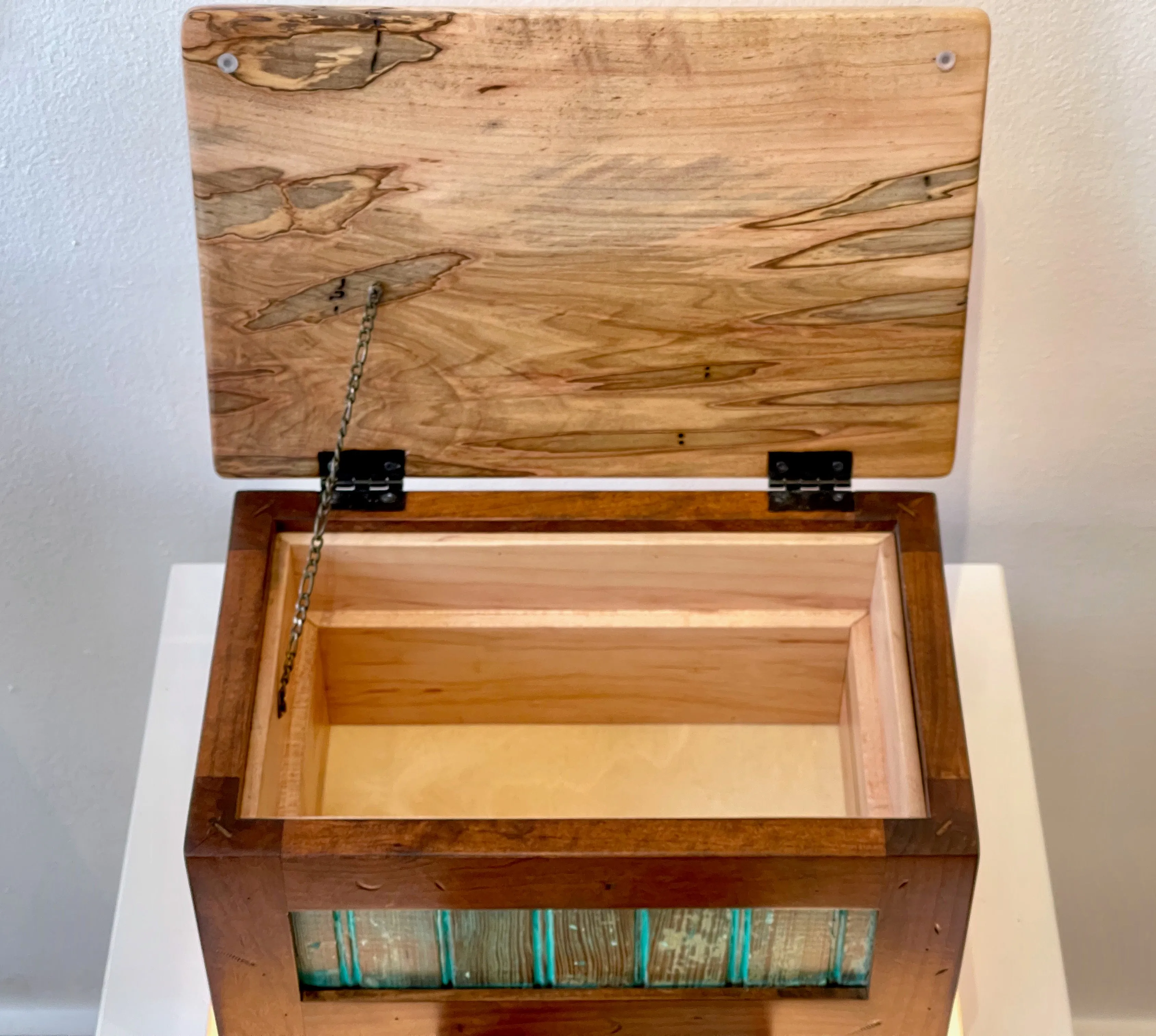 Handmade "Treasure Chest" with Cherry, Reclaimed Barnwood and Ambrosia Maple
