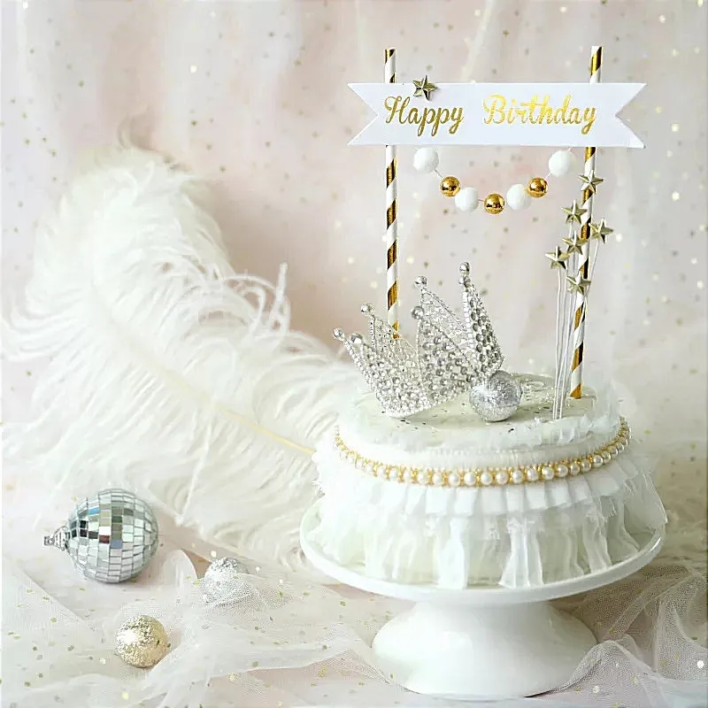 HAPPY BIRTHDAY BANNER PAPER CAKE TOPPER