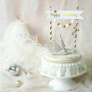 HAPPY BIRTHDAY BANNER PAPER CAKE TOPPER