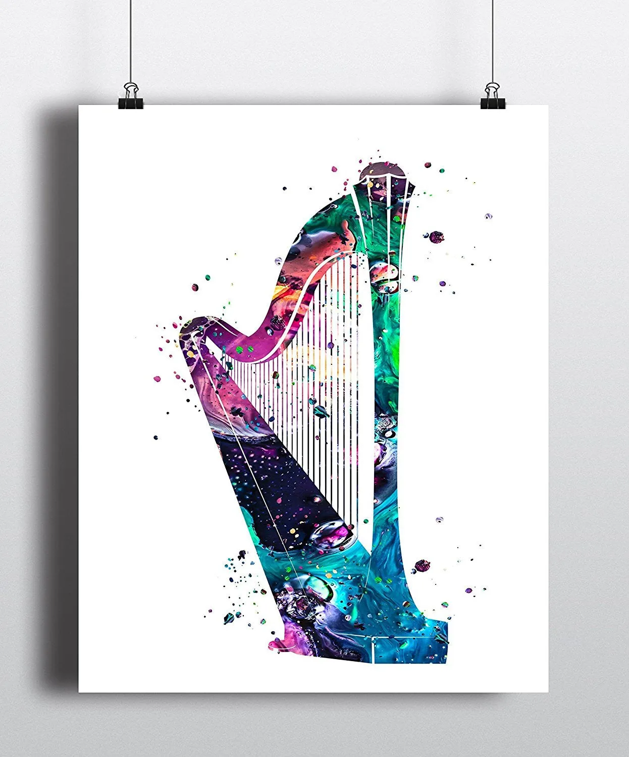 Harp Watercolor Art Print - Unframed