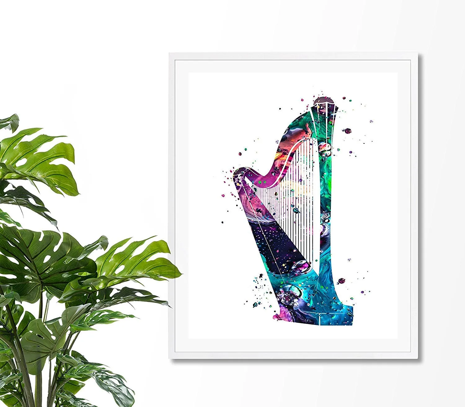Harp Watercolor Art Print - Unframed
