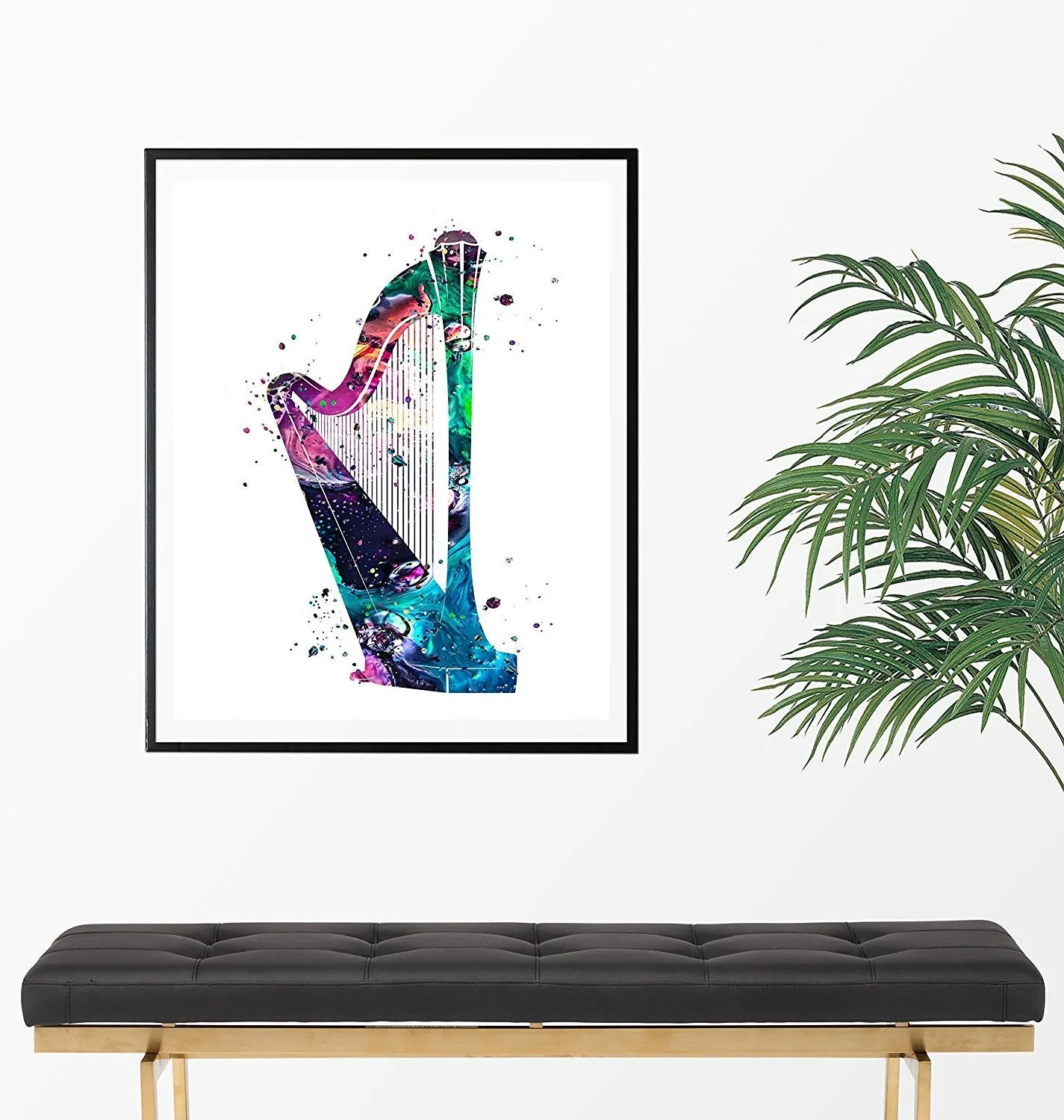 Harp Watercolor Art Print - Unframed