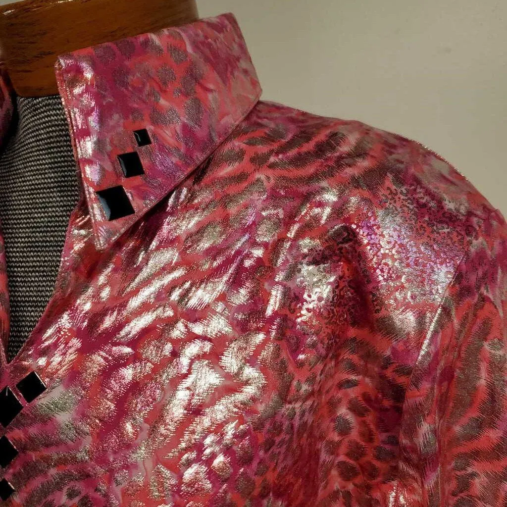 hot pink animal print western shirt XL