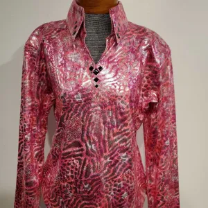 hot pink animal print western shirt XL