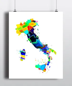 Italy Map Art Print - Unframed
