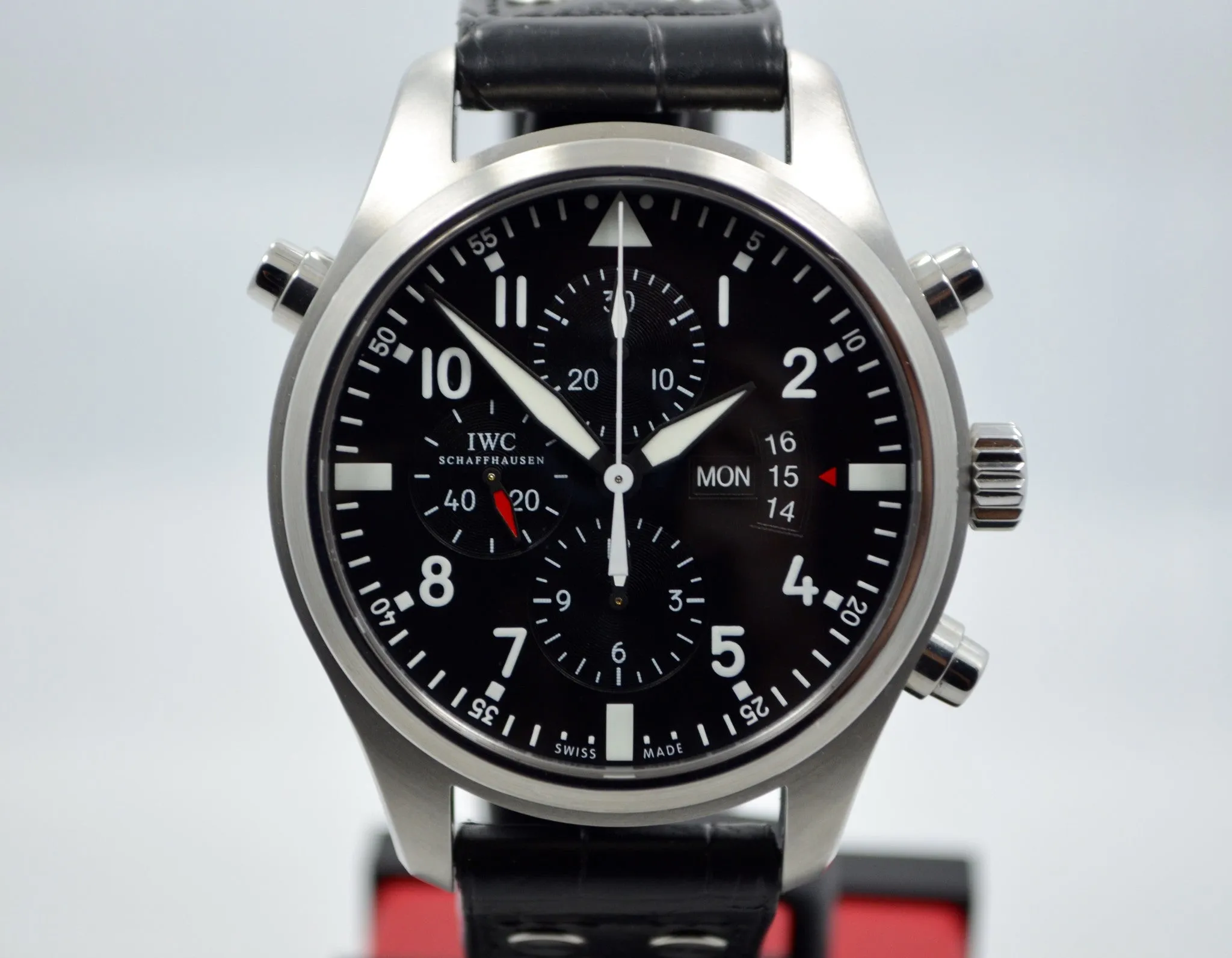 IWC Pilots Double Chronograph IW377801 Stainless Steel Black Dial 46mm Watch