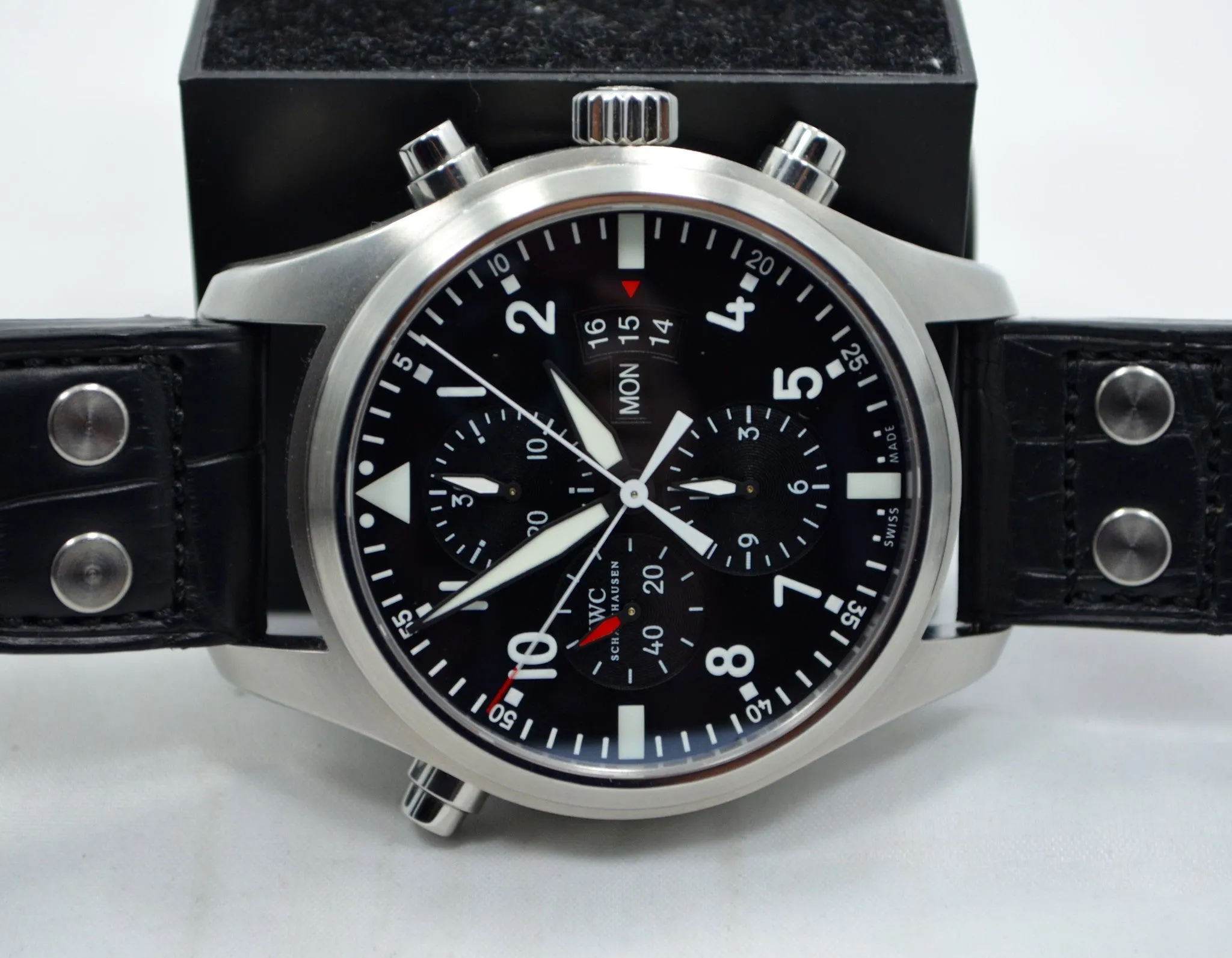 IWC Pilots Double Chronograph IW377801 Stainless Steel Black Dial 46mm Watch