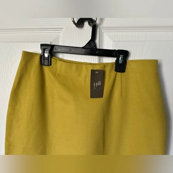 J Jill NWT Yellow A Line Pencil Stretch Skirt Size Small