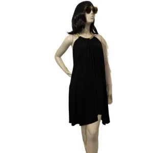 Jessica Simpson Black Swing Dress with Gold Chain Neckline, NWT!