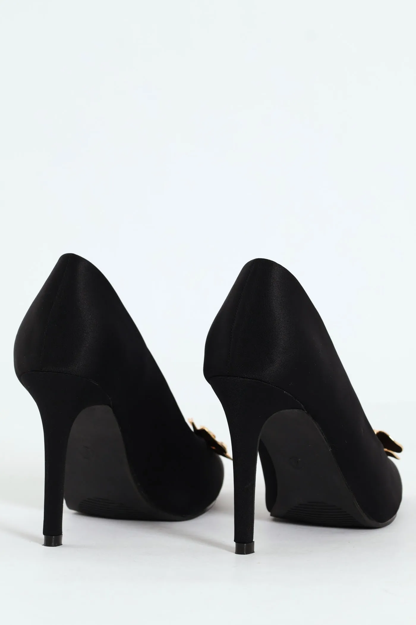Jewelled Trimmed Court Heel - Black