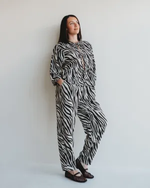 Kate Multicolour Zebra Streak Print Barrel Leg Trousers