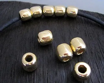 Large Smooth Artisan Barrel Bead in Gold Bronze (one bead)