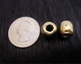 Large Smooth Artisan Barrel Bead in Gold Bronze (one bead)